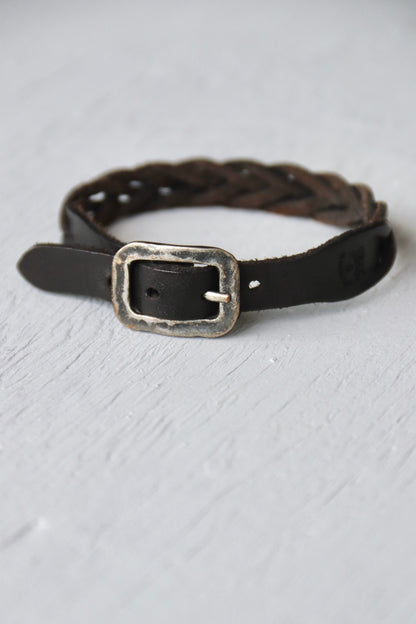 Il Bisonte Woven Black Leather Bracelet