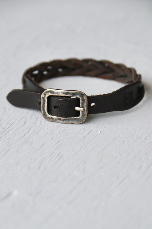 Il Bisonte Woven Black Leather Bracelet