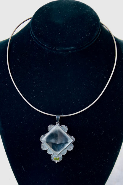 sterling silver pyramid pendant necklace - as is