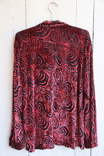 Vehicle Maroon Velvet Patterned Top