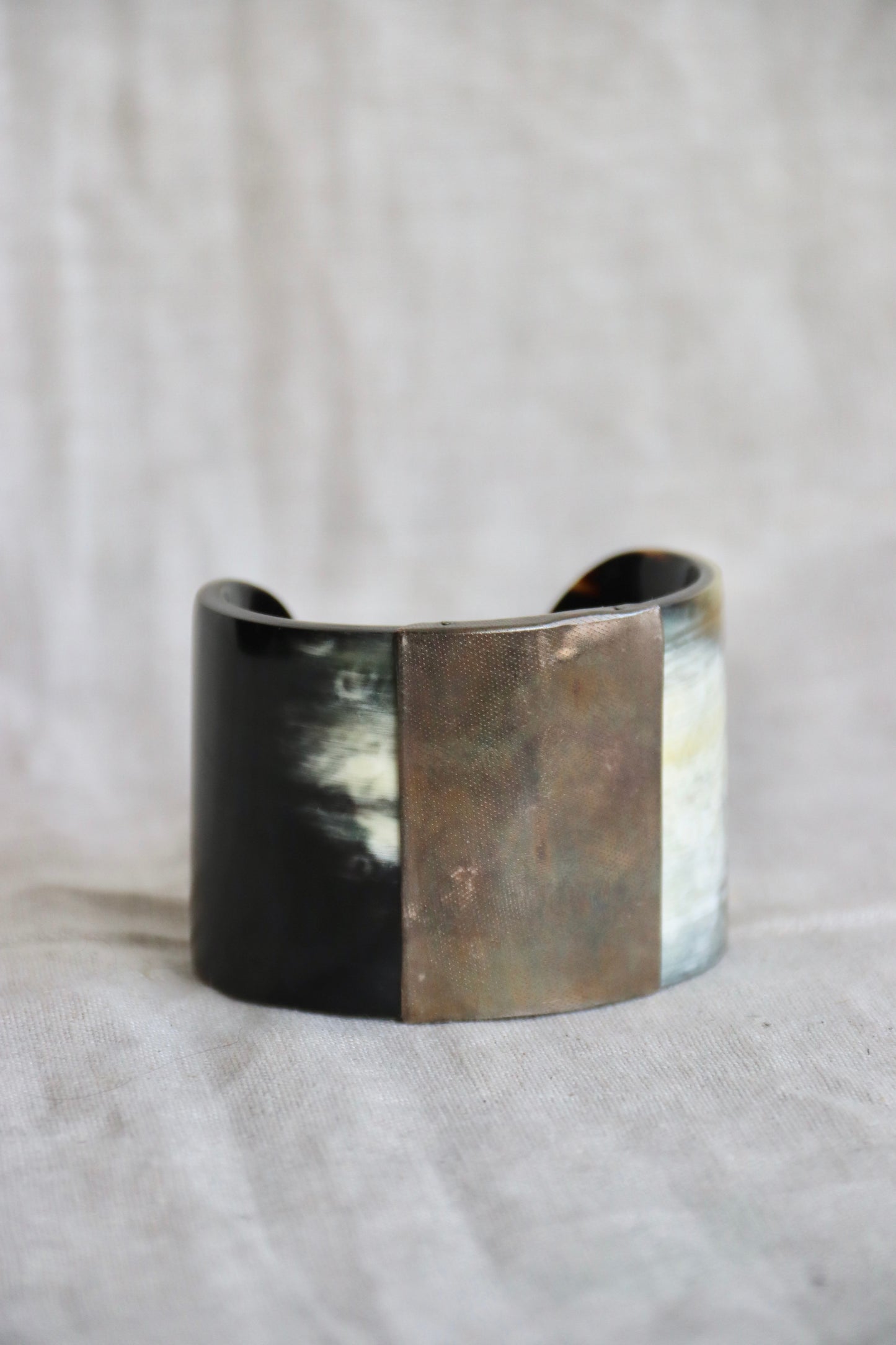 Horn and sterling bracelet