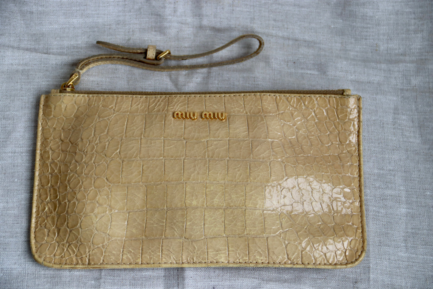 Miu Miu Tan Leather Clutch