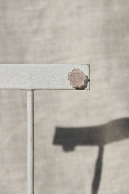Carved Rose Quartz Flower Earrings
