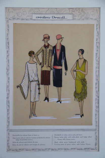 Original French Art Deco 1920s Fashion Pochoir Prints