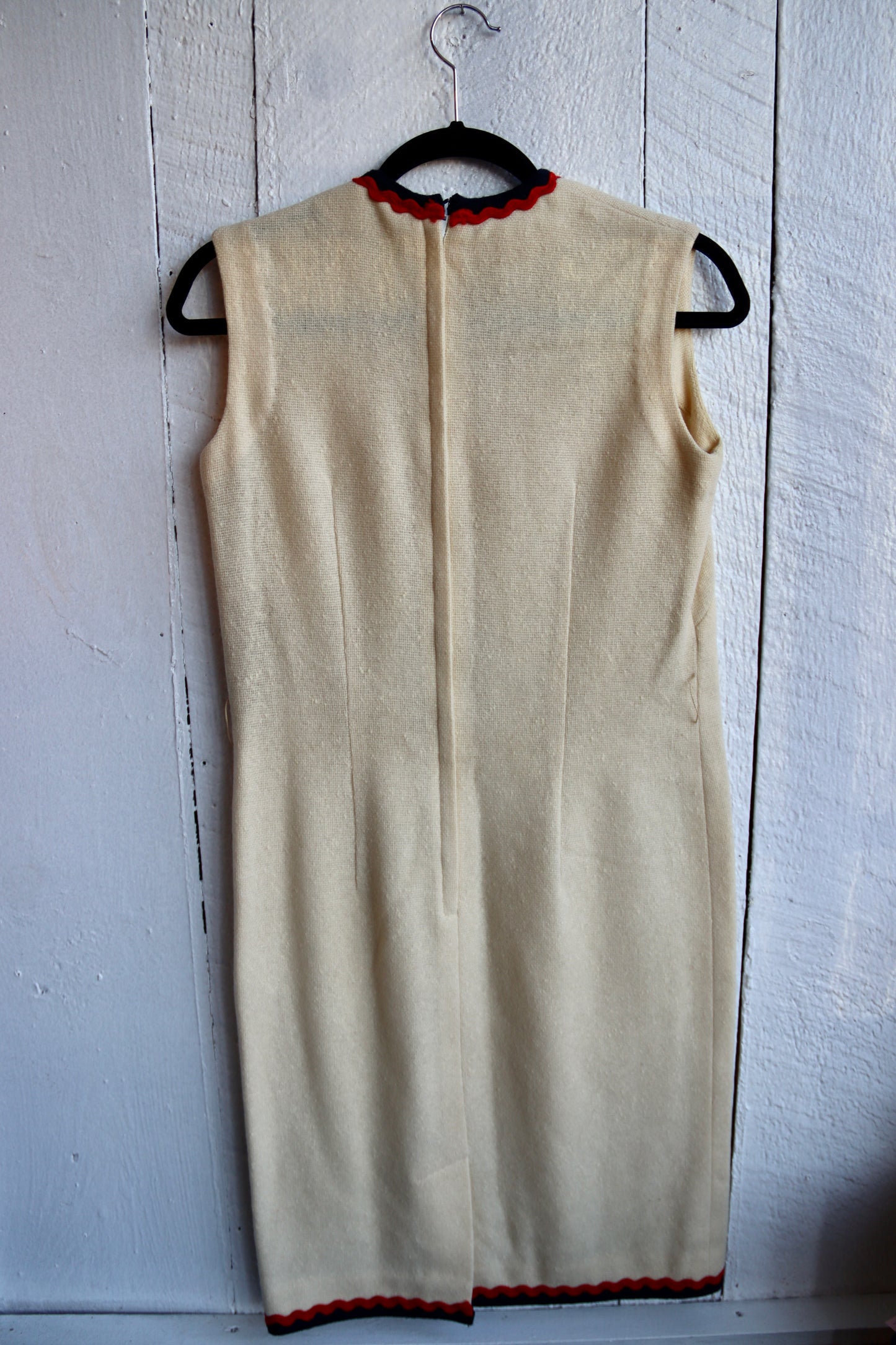 Vintage 70s Country Set Cream Wool Dress