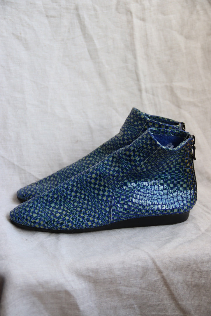 Arche Blue Checkered Leather Shoes
