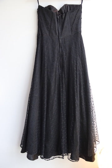 Scott McClintock black polka dot mesh strapless dress