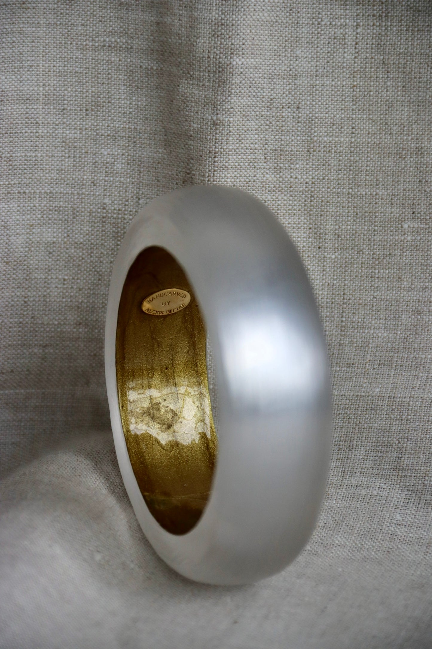 Alexis Bittar Hand Carved Silver Lucite Bangle