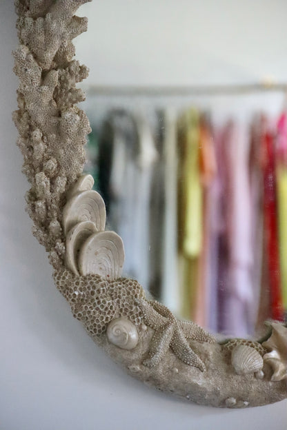 Resin Shell and Coral Wall Mirror