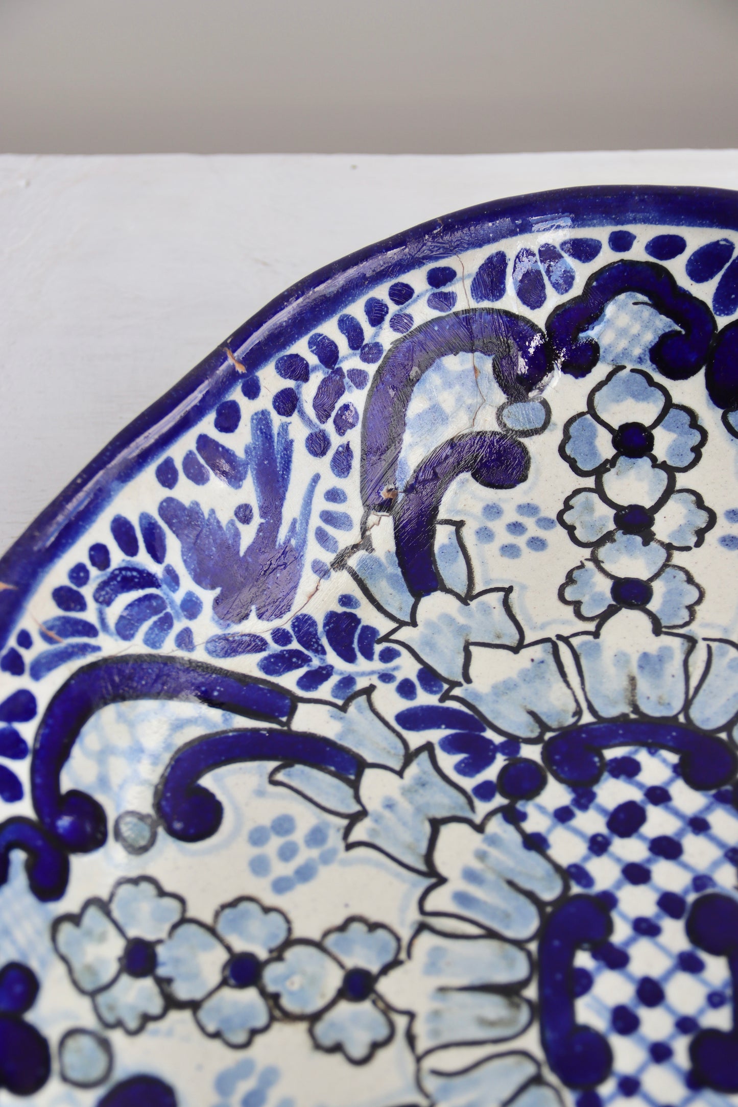 Vintage 70s Mexican Hand Painted Ceramic Platter