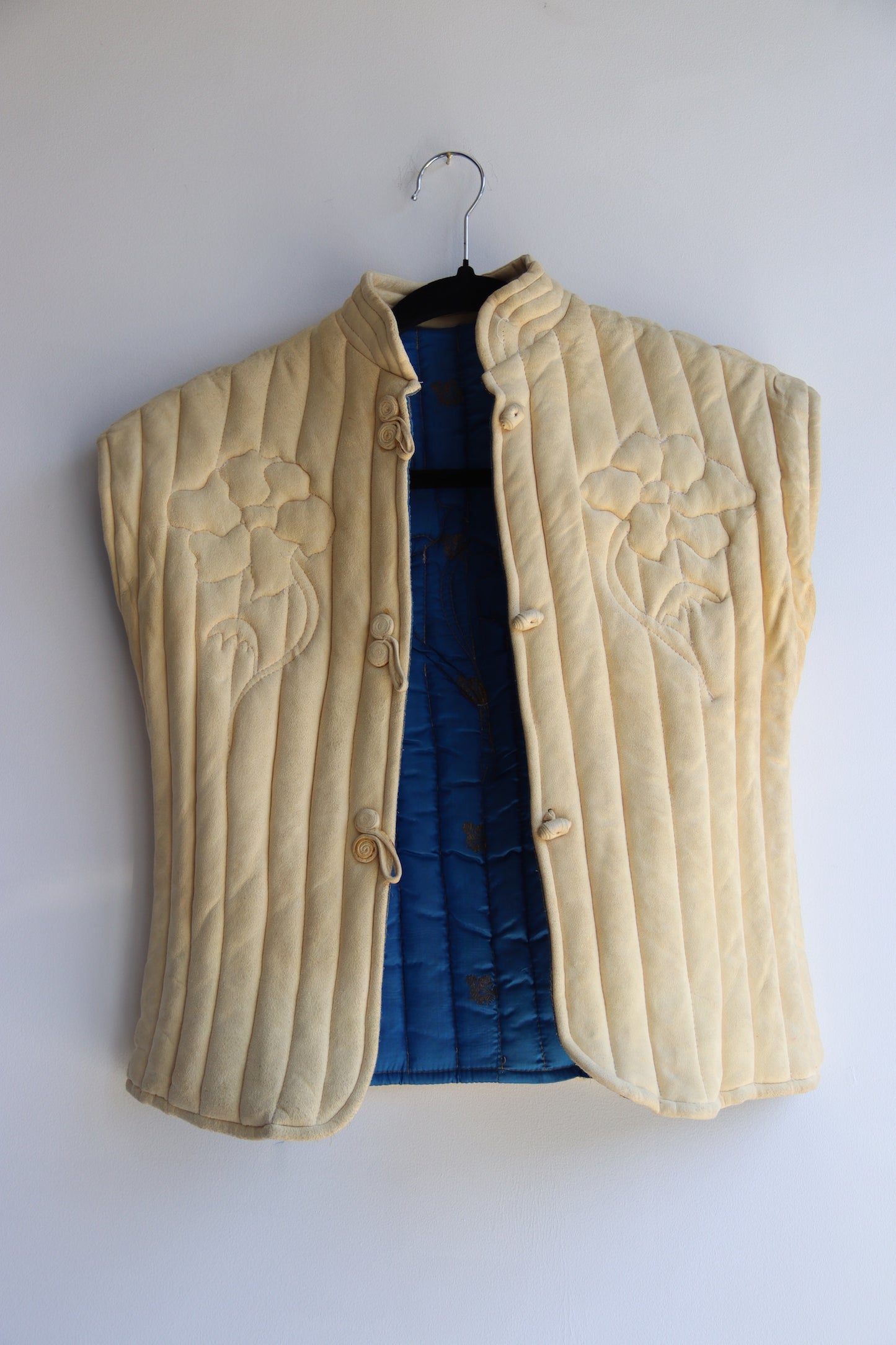 Vintage Blue Quilted Reversible Leather Vest