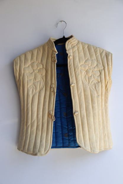 Vintage Blue Quilted Reversible Leather Vest