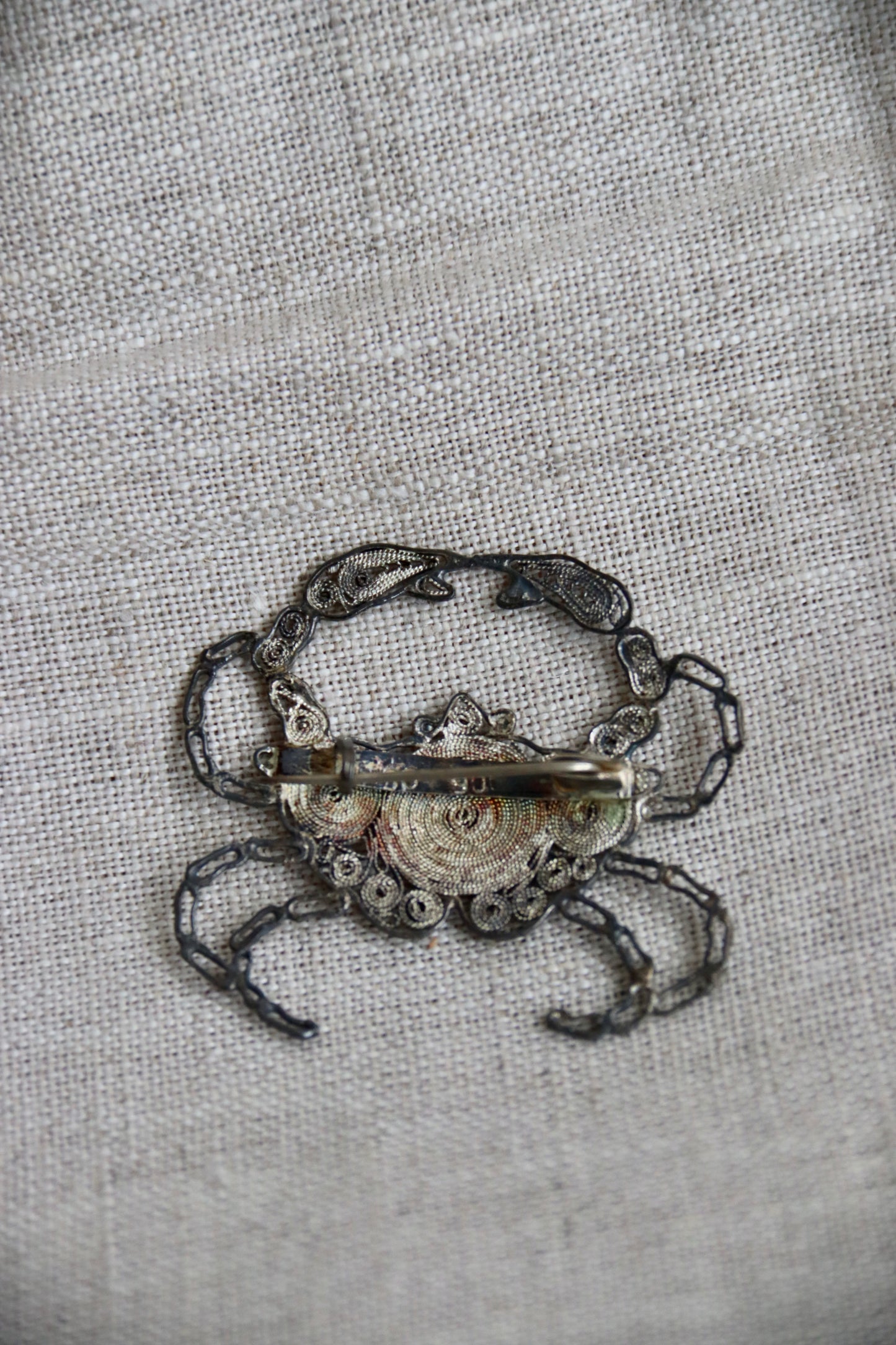 Silver Filigree Crab Pin