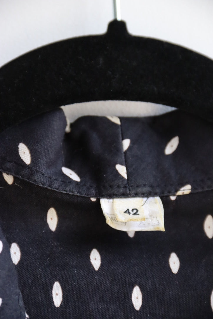 Vintage Black Top with White Dots