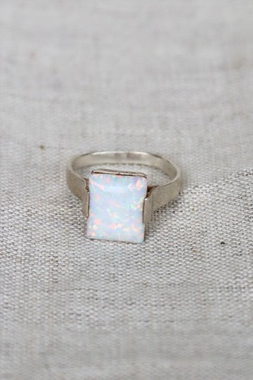 Sterling Silver ring with white opal