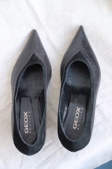 Geox Respira Black Leather Heels