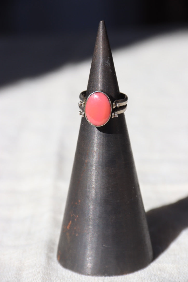 Larimar and Peach Agate Sterling Silver Flip Ring