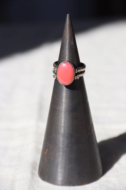 Larimar and Peach Agate Sterling Silver Flip Ring