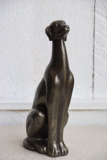 Resin Seated Dog Sculpture