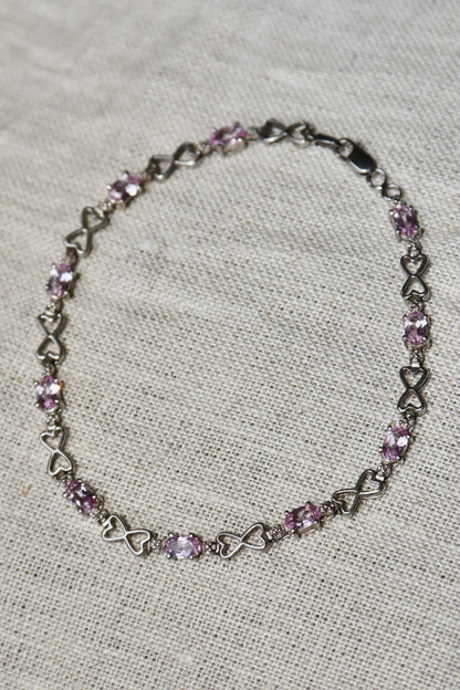 10K White Gold, Pink Sapphire and Diamond Bracelet