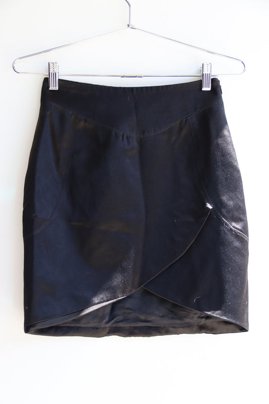 Costume National Black Satin Mini Skirt