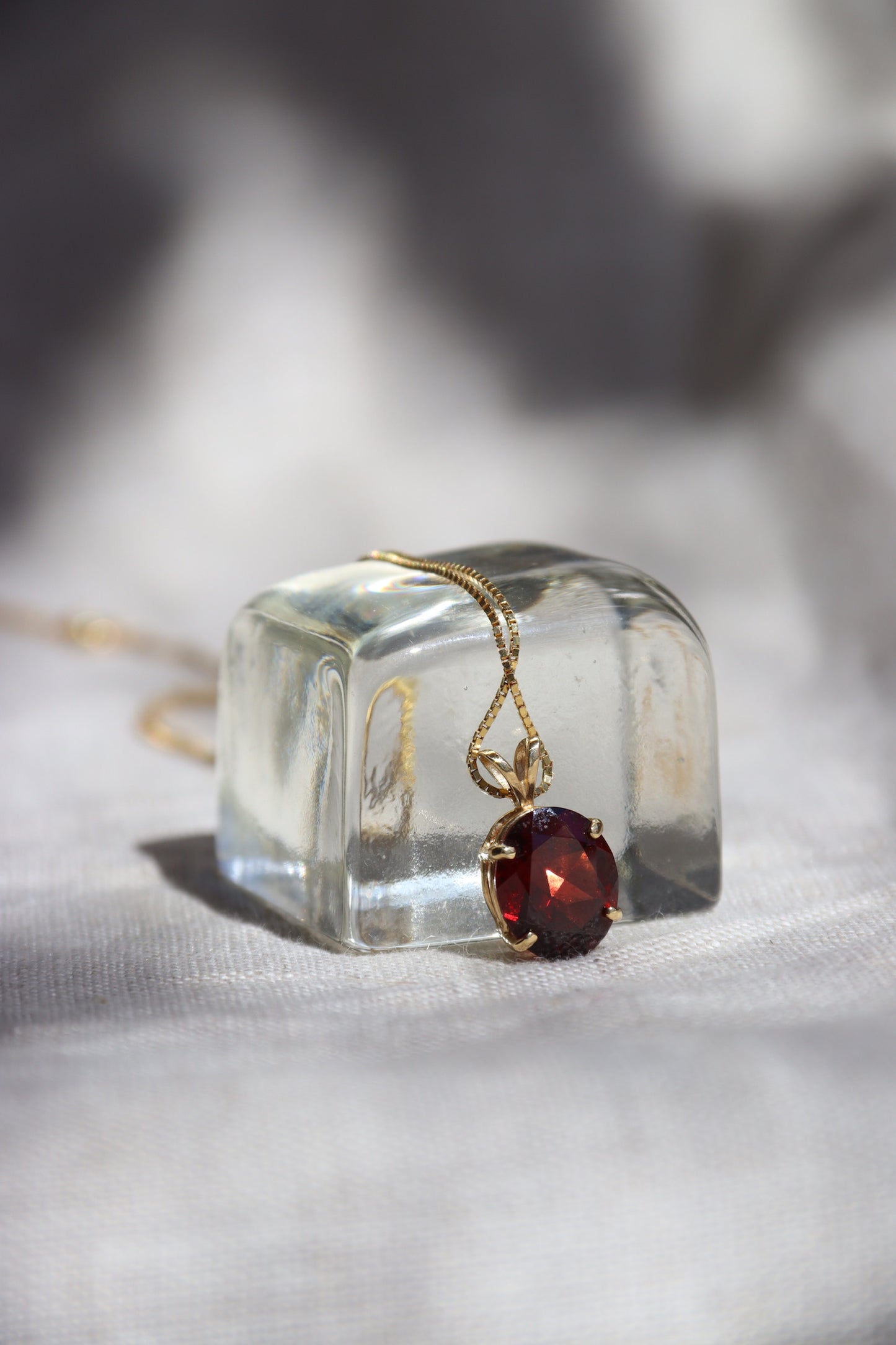 14K Garnet Pendant Necklace