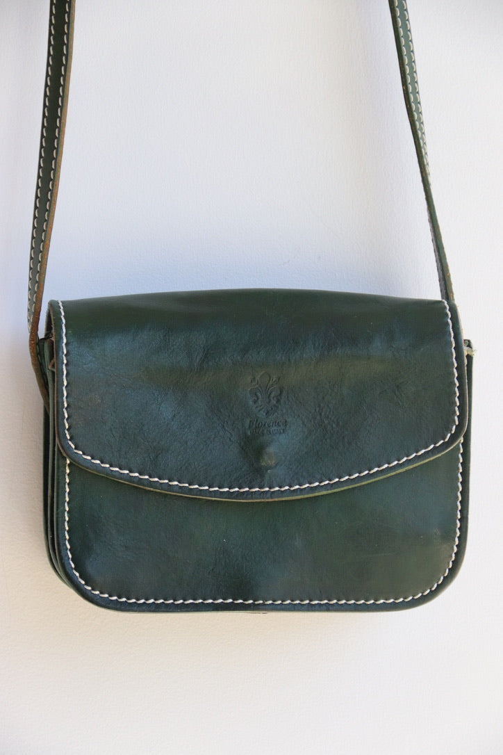 Italian Green Leather Crossbody Bag