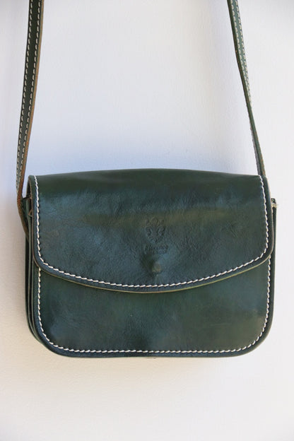 Italian Green Leather Crossbody Bag