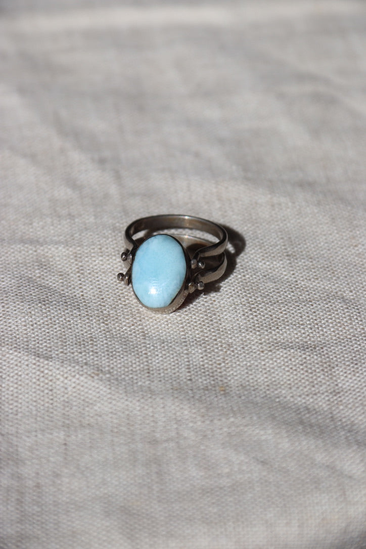 Larimar and Peach Agate Sterling Silver Flip Ring