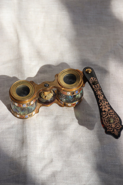 Antique Alabaster Inlay Opera Glasses