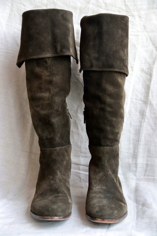 Frye Knee High Lace Up Suede Boots