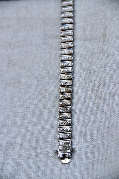 Sterling Silver Diamond Link Bracelet