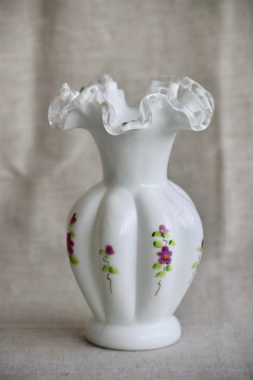 Fenton Hand-Painted Ruffled Rim Vase