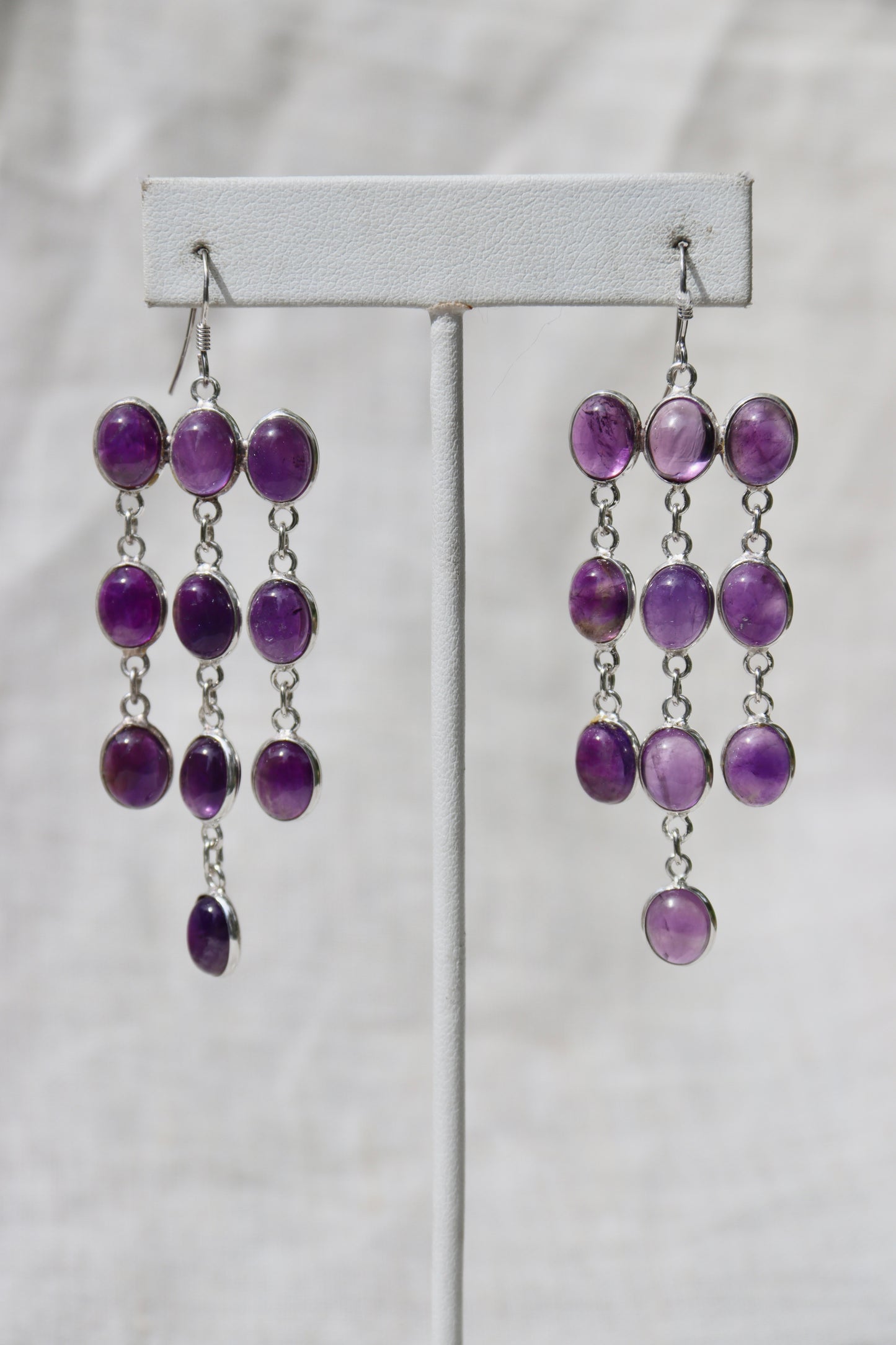 Sterling Silver Amethyst Chandelier Drop Earrings