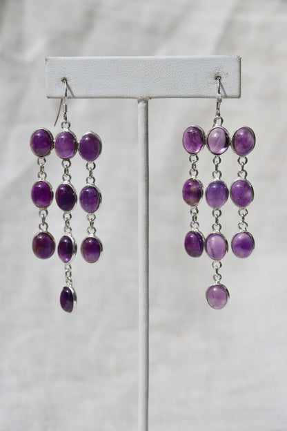 Sterling Silver Amethyst Chandelier Drop Earrings
