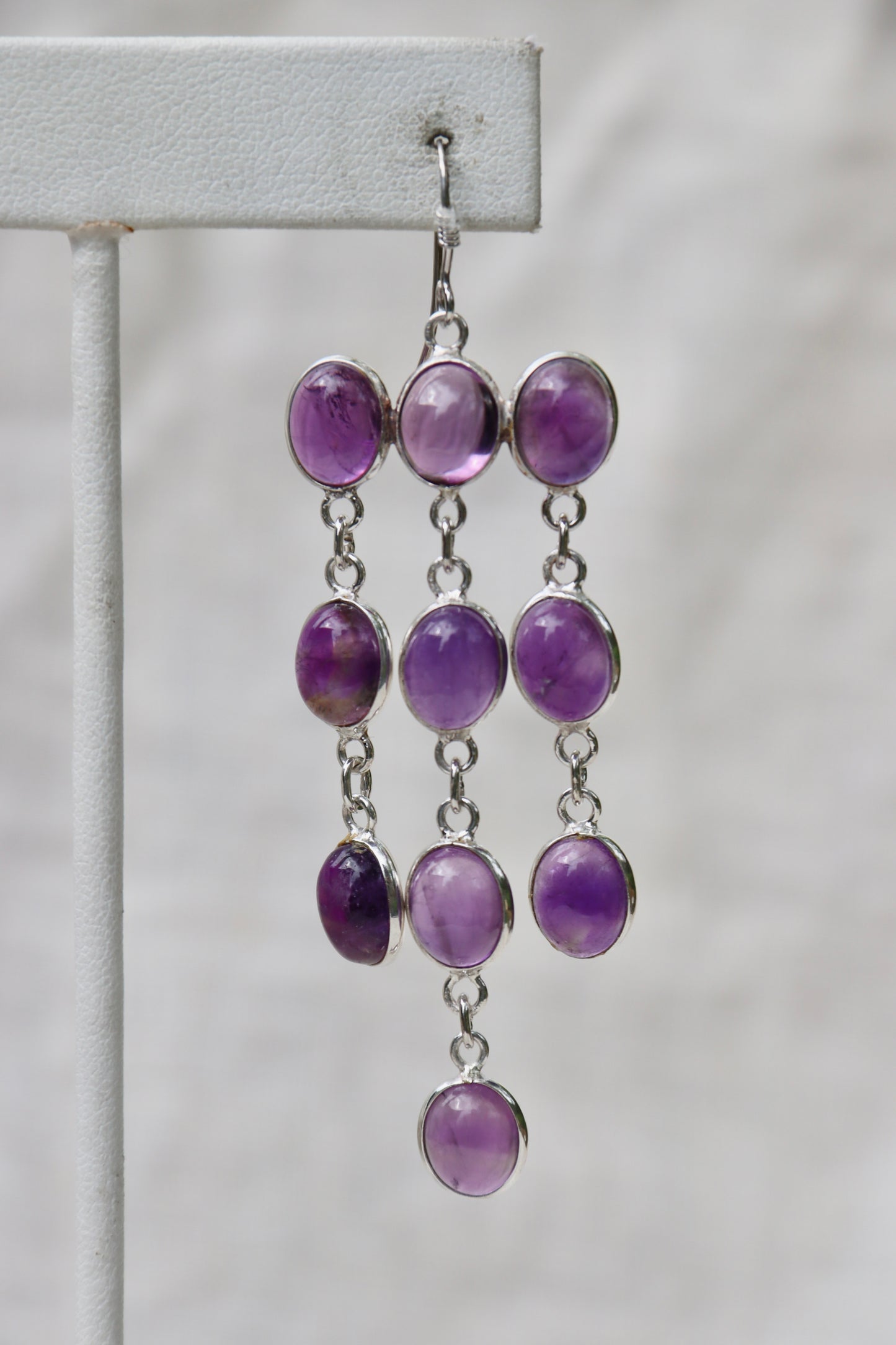 Sterling Silver Amethyst Chandelier Drop Earrings