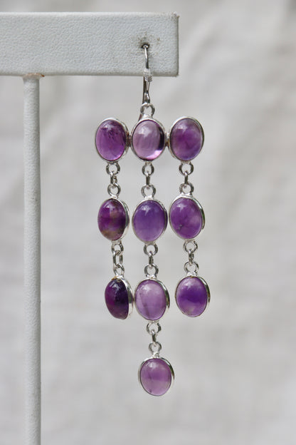 Sterling Silver Amethyst Chandelier Drop Earrings