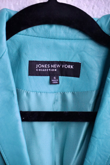 Jones New York Turquoise Leather Coat