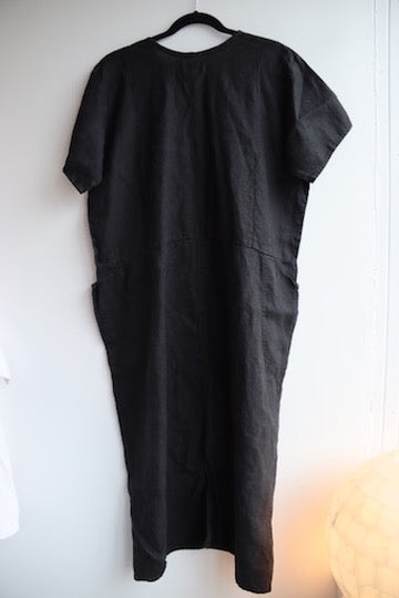 Flax by Jeanne Engelhart Black Linen Dress