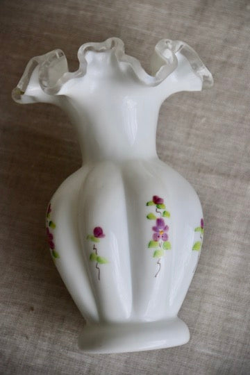 Fenton Hand-Painted Ruffled Rim Vase