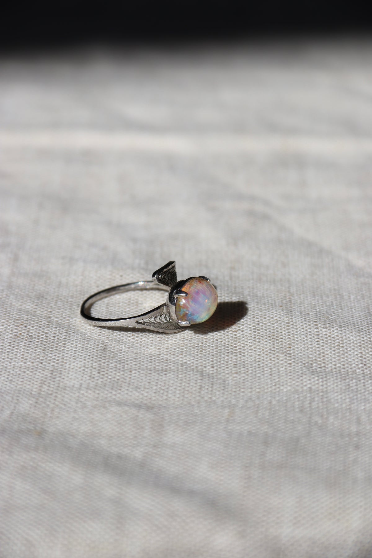 Opal sterling silver ring