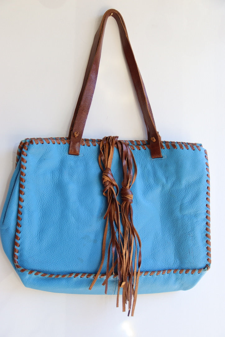 Carla Mancini Blue Leather Bag