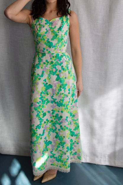 Harold Grant Green Quilt Maxi Dress - 1970s