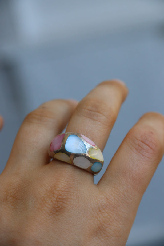 Sterling Silver Multicolored Inlay Ring