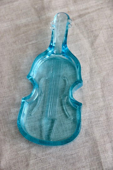 Blue Glass Violin Ash Tray