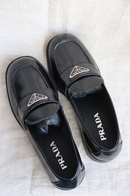 Prada Black Patent Leather Loafers - 7.5