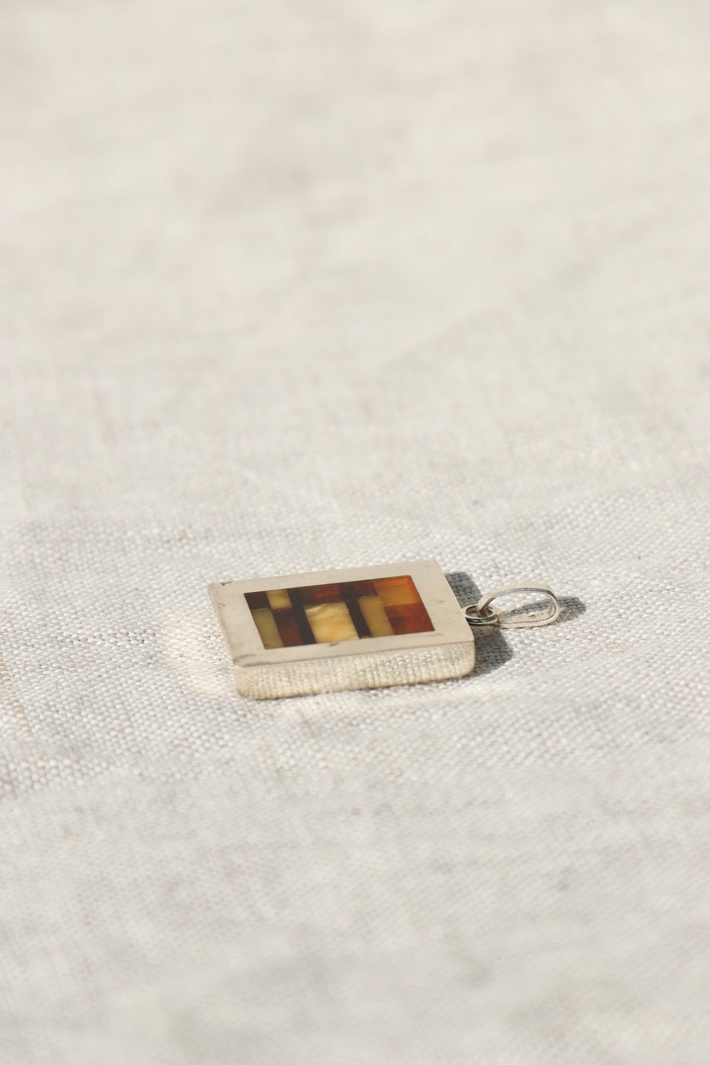Sterling Silver Amber Inlay Pendant