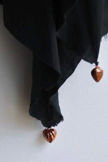 black embroidered bird silk shawl