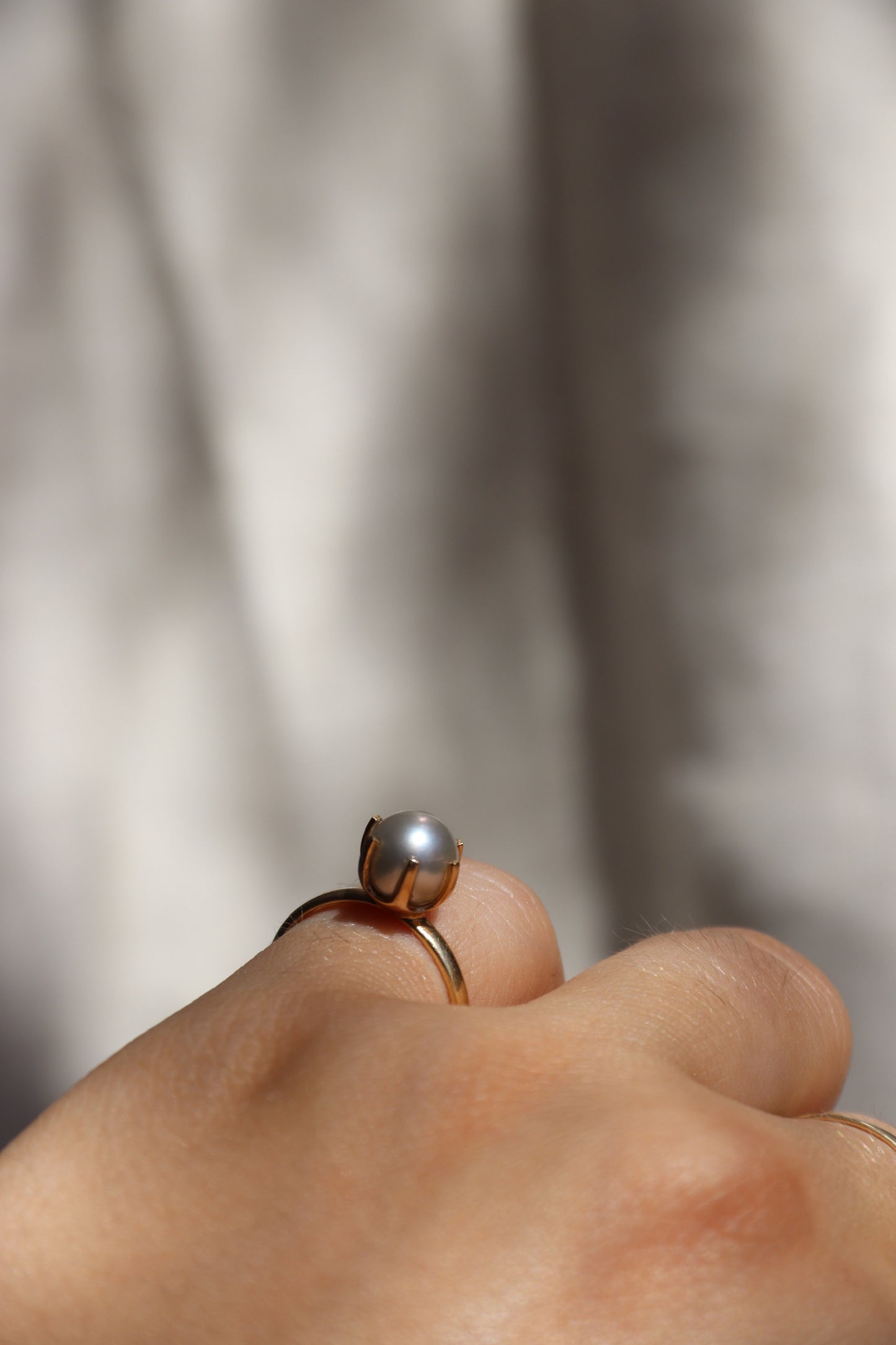 Pearl Solitaire Gold Ring