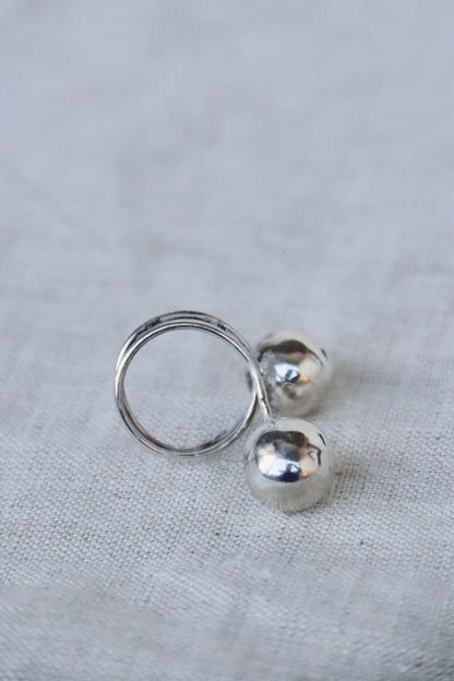 Sterling Silver Sphere Wrap Bypass Ring